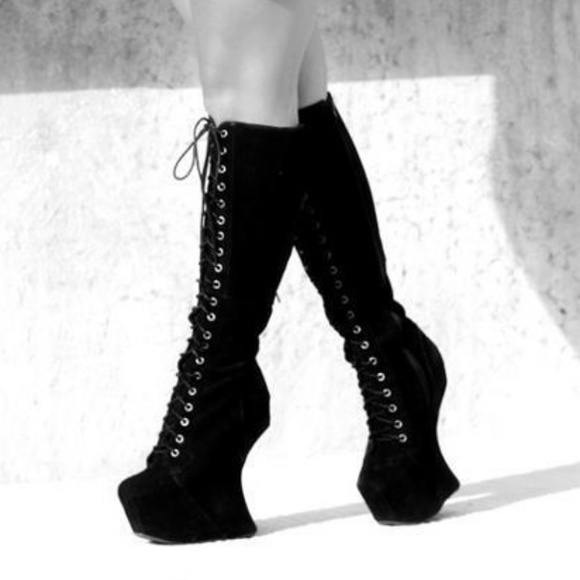JEFFREY CAMPBELL Walk-Tall Black Suede Knee Boot - Picture 4 of 7